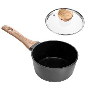 1.5 QT Saucepan, Nonstick Saucepan with Tempered Glass Lid, Multipurpose Cooking Sauce Pot with Detachable Handle (Capacity: 1.5 qt, Color: Black)
