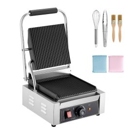 Commercial Panini Grill, 1800W Electric Sandwich Panini Maker, Stainless Steel Sandwichs Press Grill with Handle and Temp Control (Pan Size: 9 x 9 inch, Power: 1800 W)
