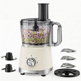 Food Processor 10.5 Cup, Vegetable Chopper 5 Blades 3 Modes, Large Capacity, Dishwasher Safe, Stainless Steel Blades, for Smoothie, Fruit and Dough (Color: White)