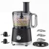 Food Processor 10.5 Cup, Vegetable Chopper 5 Blades 3 Modes, Large Capacity, Dishwasher Safe, Stainless Steel Blades, for Smoothie, Fruit and Dough