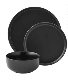 Mainstays Alessandra Matte Black 12-Piece Stoneware Dinnerware Set (SH59261GB: Mainstays Alessandra Matte)