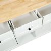 Kitchen Cart with Rubber wood Drop-Leaf Countertop ,Cabinet door internal storage racks