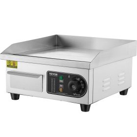 VEVOR Commercial Electric Griddle, 1700W Countertop Flat Top Grill, 122°F-572 °F Adjustable Temp (Pan Size: 14 inch, Flatbed Type: Full Flat)