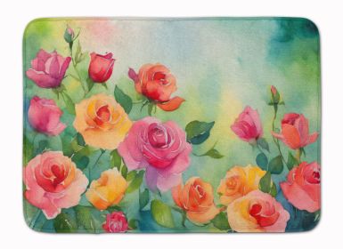 Roses in Watercolor Memory Foam Kitchen Mat Machine Washable Anti-Fatigue Mat Cushion Comfort Bath Mat or Kitchen Rug (Default: Default)