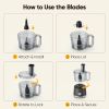 Food Processor 10.5 Cup, Vegetable Chopper 5 Blades 3 Modes, Large Capacity, Dishwasher Safe, Stainless Steel Blades, for Smoothie, Fruit and Dough