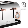 PS628T  Retro Toast Machine 4-piece Electric Griddle Sandwich Black SUS304 Food Grade 6-browning Levels 1.5-inch Super Wide Slot 3 Functions-Defrost/R