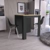 Milos Kitchen Island Table, Two Legs, Three Side Shelves