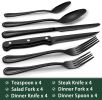 24-Piece Black Silverware Set with Steak Knives, Black Flatware Set for 4, Food-Grade Stainless Steel Tableware Cutlery Set