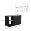 Coral Kitchen Island with Large Countertop, Open Storage Shelves and Double Door Cabinet